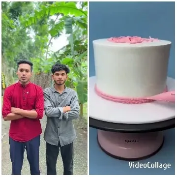 Two Friends and a Pink Cake