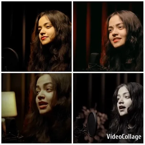 Woman Singing in Recording Studio