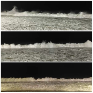 Waves Crashing at Night