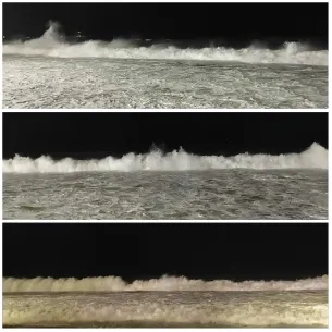 Waves Crashing at Night