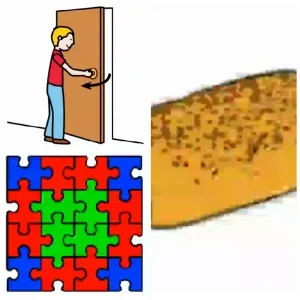 Cartoon, Puzzle, and Food Close-up