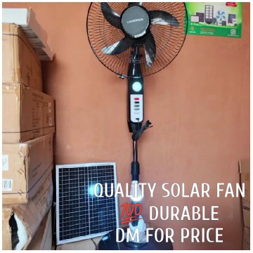 Solar-Powered Fan and Marketing Text