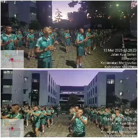 People Exercising Outdoors in Courtyard