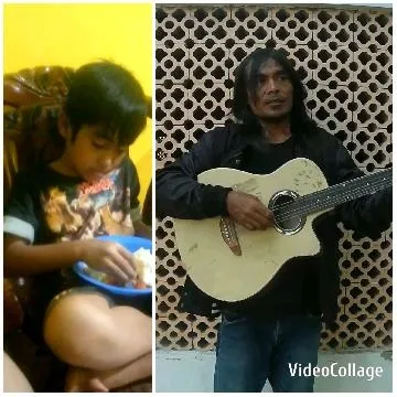 Child Eats While Guitarist Stands
