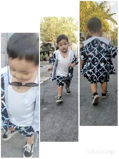 Child Walking in Patterned Outfit