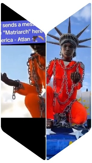 Person Dressed as Statue of Liberty