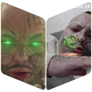 Person with Glowing Green Eyes