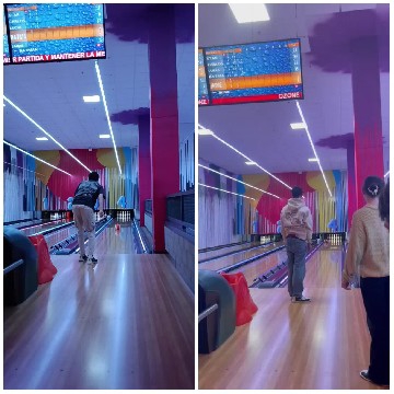 Two Bowlers in Bright Alley