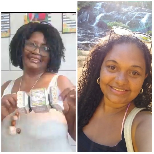 Two Women Smiling in Different Settings