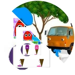 Colorful Van in Animated Scene