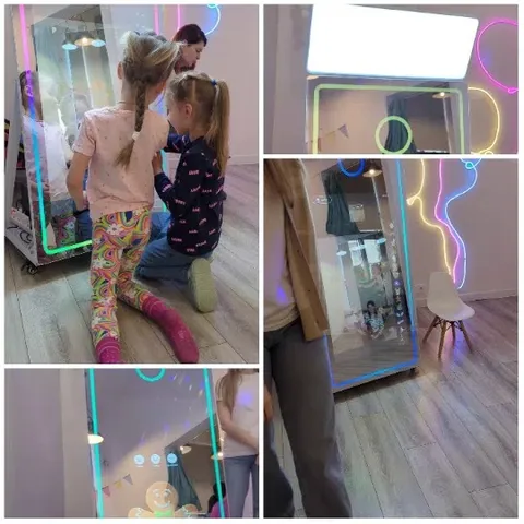 Children with Neon Lights and Mirror