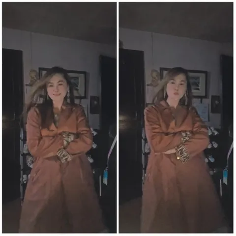Woman in Brown Coat Indoors