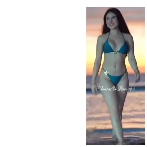 Woman in Bikini at Sunset Beach