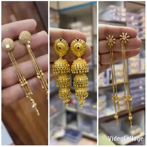 Gold Earrings Displayed in Jewelry Store