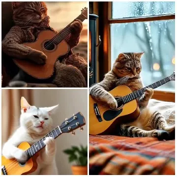 Cats Playing Guitars in Fun Poses