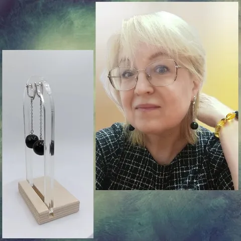 Black Ball Earrings and Smiling Woman