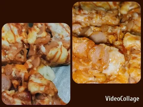 Cheesy Dish with Meats Close-Up