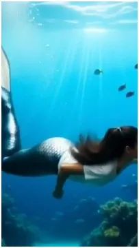 Mermaid Swimming with Marine Life