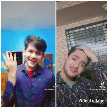 Two Young Men Smiling in Patterns