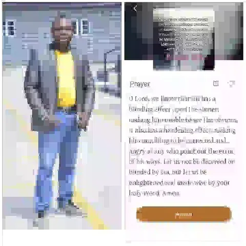 Man in Yellow Shirt and Prayer Text