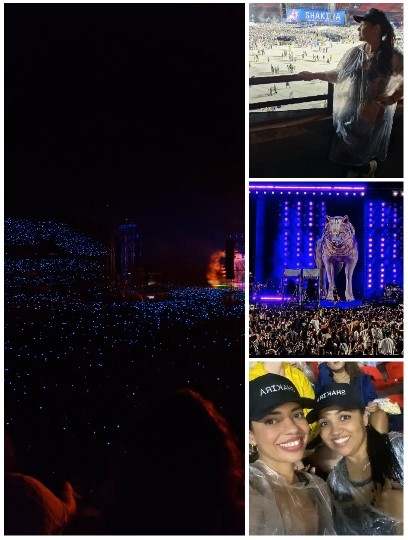 Crowd at Concert with Blue Lights
