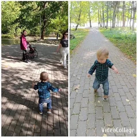 Toddler Walking Towards Adults