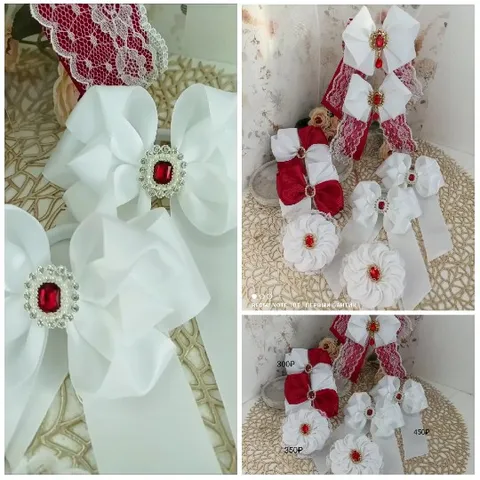 Decorative Bows on Floral Surface