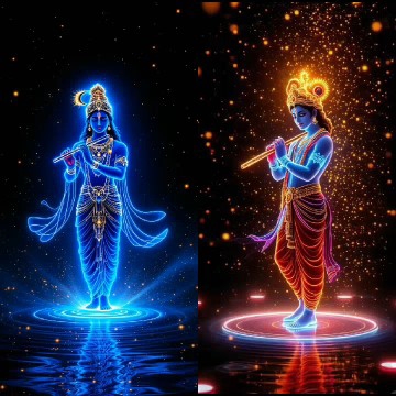 Hindu Deity Playing Flute in Light