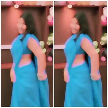 Woman in Blue Sari Indoors