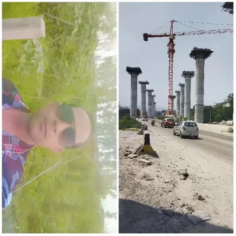 Person in Greenery and Construction Site