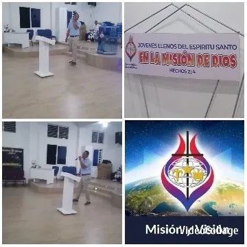 Podium in Church with Earth Logo