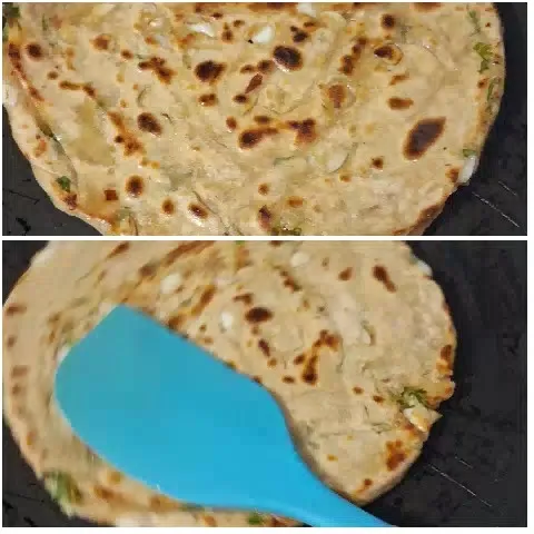 Cooking Flatbread with Blue Spatula