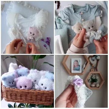 Soft Toy Bears and Fabric Arrangements