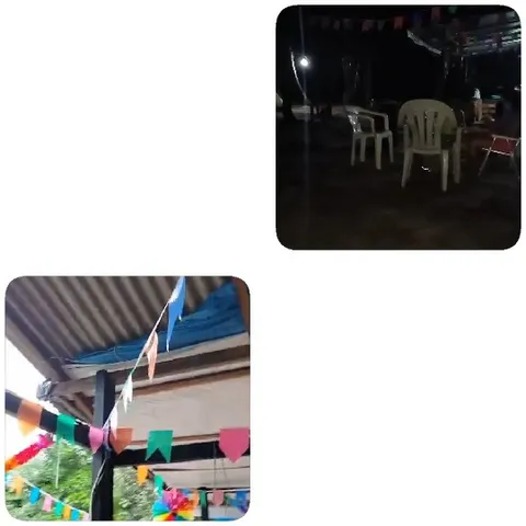 Nighttime Chairs and Colorful Bunting