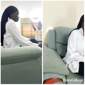 Person on Sofa with Curtain