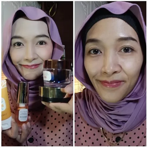 Woman with Skincare Products, Close-Up
