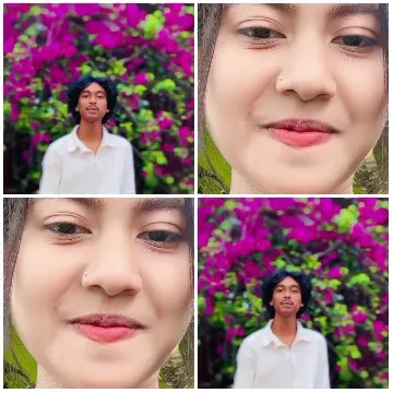 Young Man and Woman with Floral Background