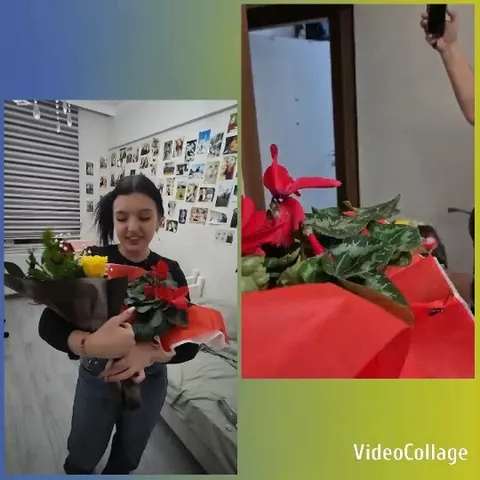 Person with Bouquet of Flowers