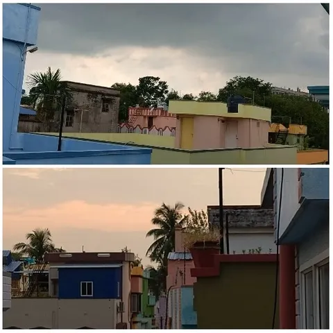 Colorful Buildings with Sunset Sky