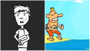 Cartoon Characters in Contrasting Styles