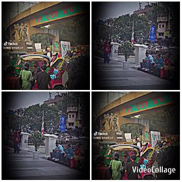 Busy Street Scene with People