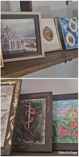 Framed Artworks on a Shelf