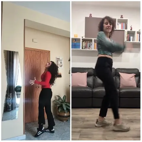 Women in Different Living Rooms