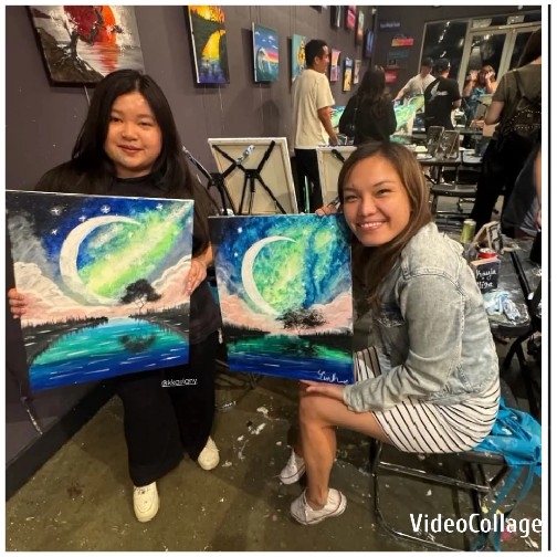 Art Studio with Moon Paintings