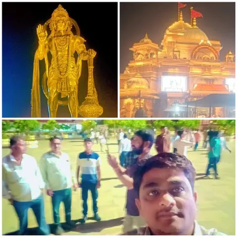Golden Statue and Outdoor Selfie