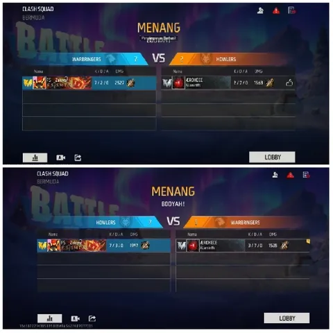 Clash Squad Match Results