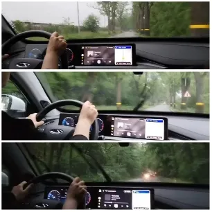 Car Dashboard on a Rainy Drive
