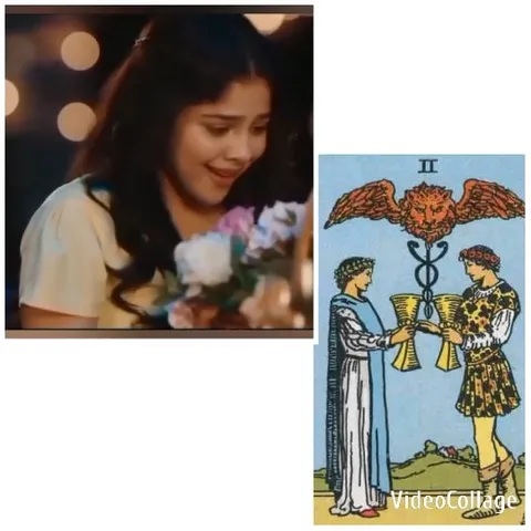 Woman Smiling with Flowers and Tarot