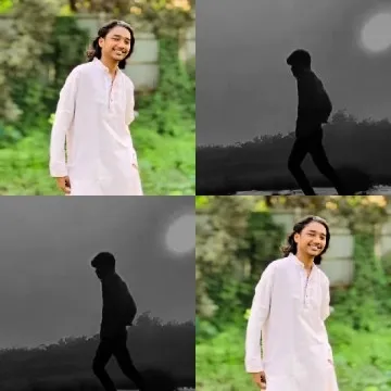 Person Smiling Outdoors and Silhouettes