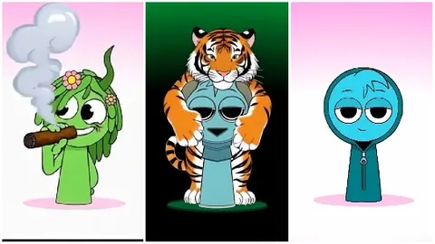 Three Cartoon Characters in Scene